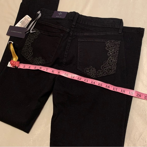NYDJ black SAMANTHA 98% cotton slim size 4 NWT with subtle beading on po… - Picture 12 of 13
